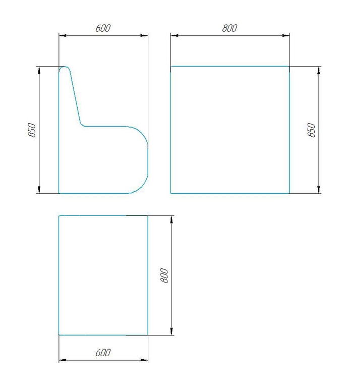 Чертёж размеров и формы кашпо