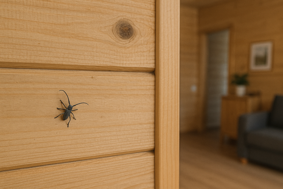 Жук на стене в гостиной