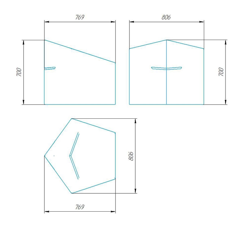 Чертёж размеров и формы кашпо