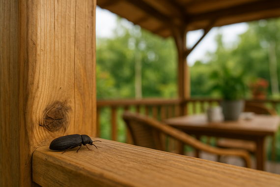 Жук на перилах беседки