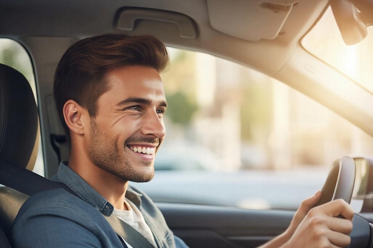 расстроенный водитель сидит за рулем автомобиля