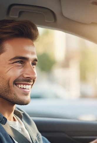 расстроенный водитель сидит за рулем автомобиля