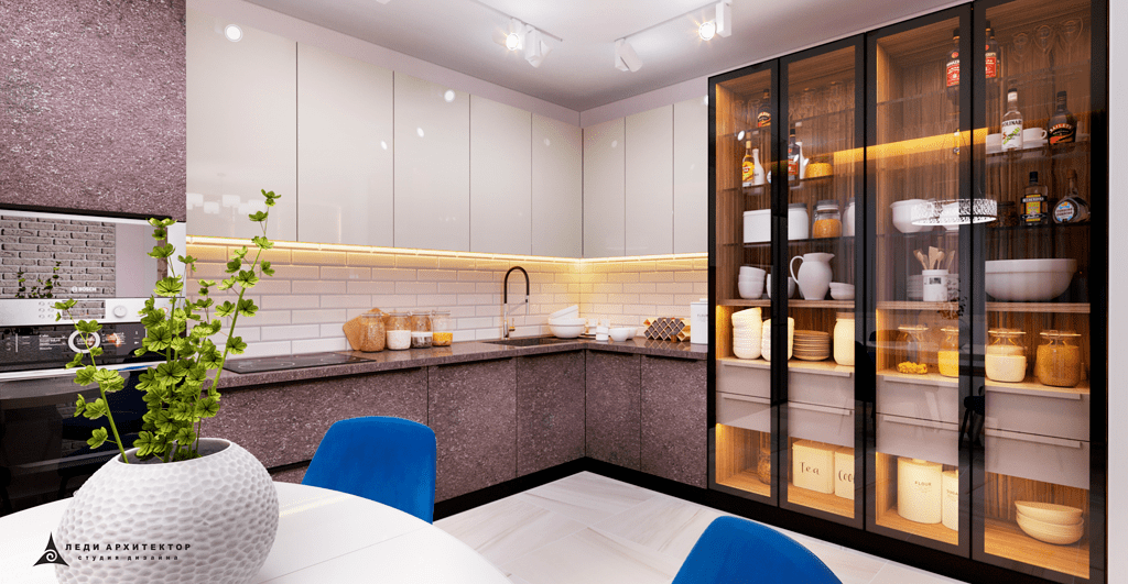 Дизайн кухни с буфетом в квартире в ЖК Казансу