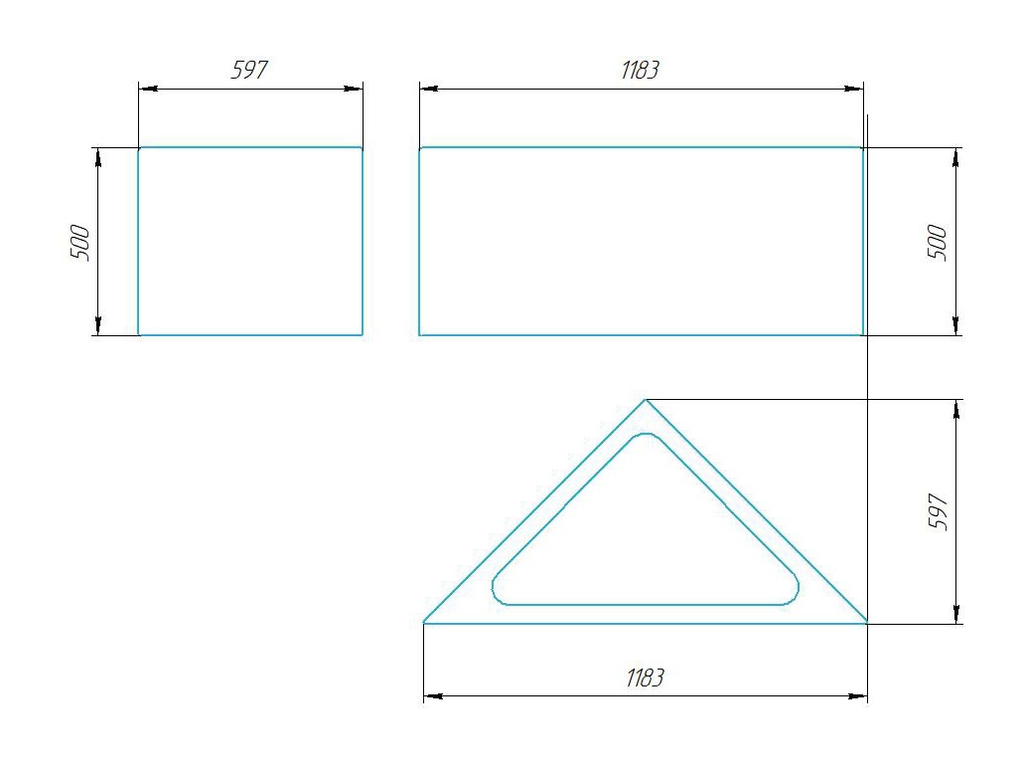 Чертёж размеров и формы кашпо