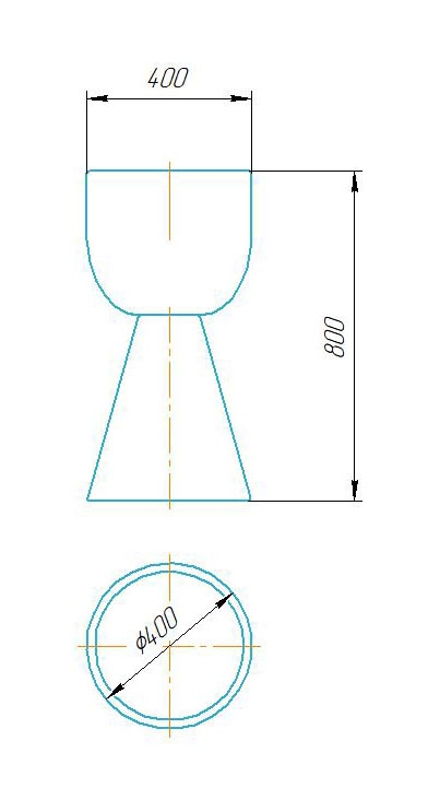 Чертёж размеров и формы кашпо