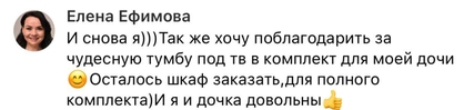 Благодарственный отзыв Елены Ефимовой о компании Hansa Mebel