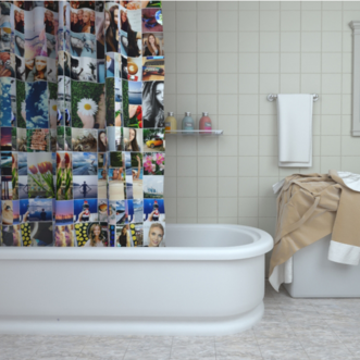 Индивидуальная шторка для душа с коллажем из фото в подарок