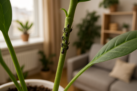 Тля на стебле растения