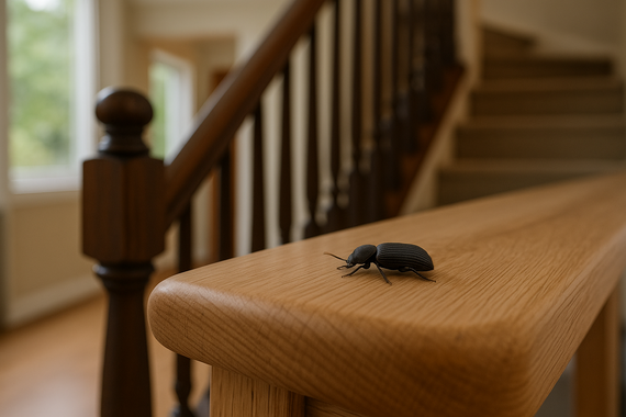 Жук на лестнице в доме