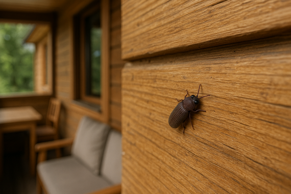 Жук на стене дома