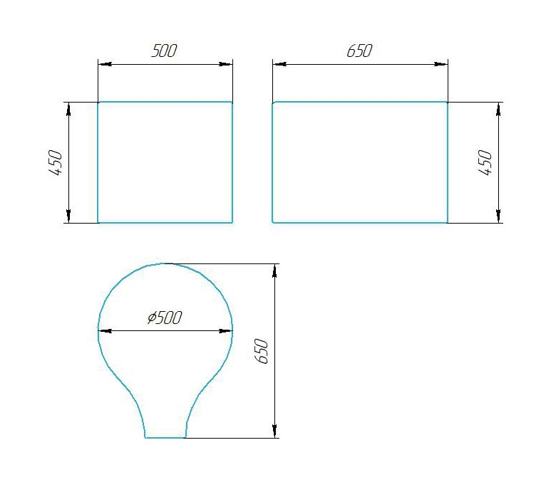 Чертёж размеров и формы кашпо