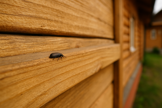 Жук на стене дома снаружи
