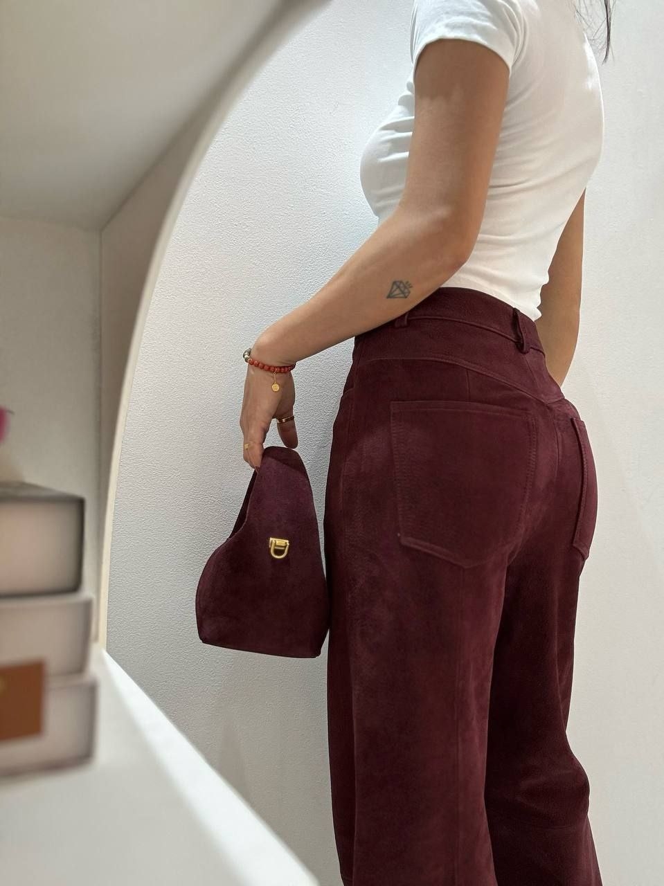 Замшевые джинсы Saint Laurent реплика премиум