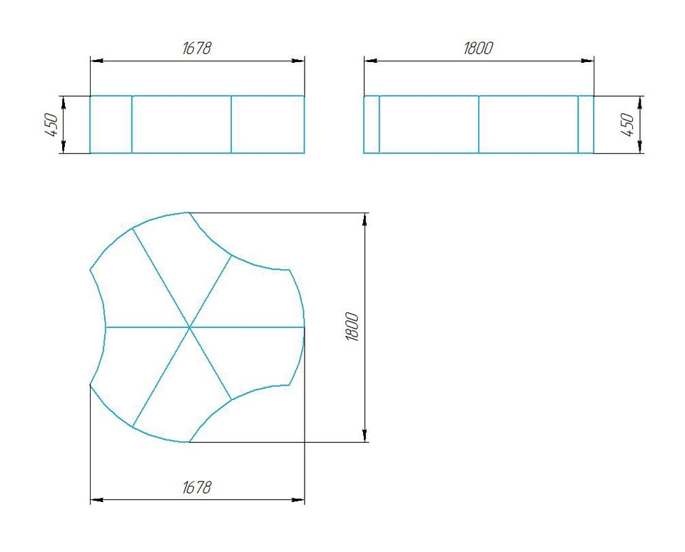 Чертёж размеров и формы кашпо