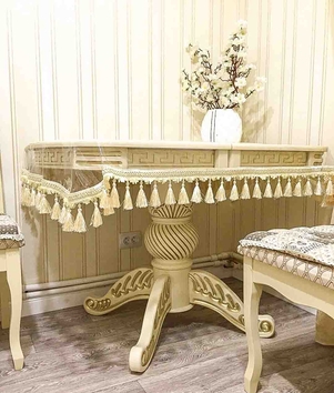 Силиконовая скатерть с бахромой шампань