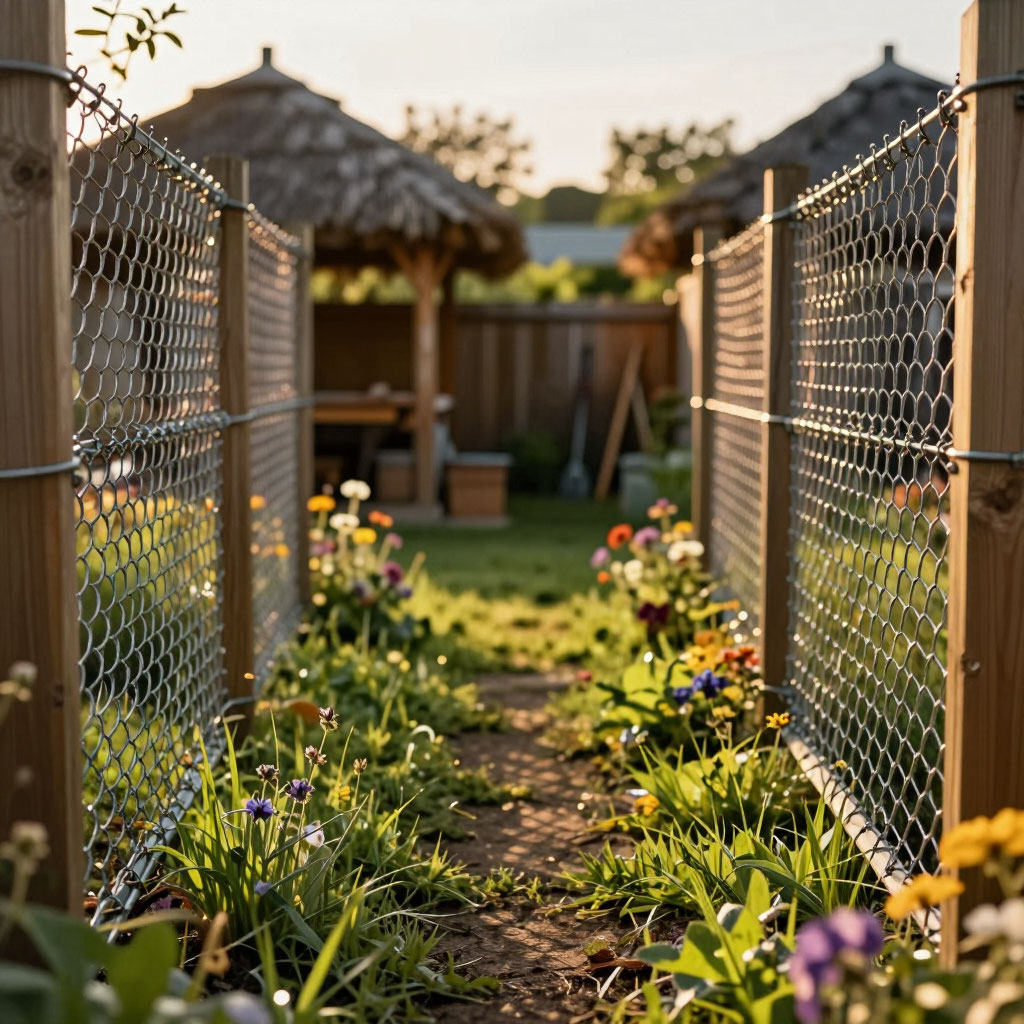 Сетка-рабица на дачном участке в Егорьевске