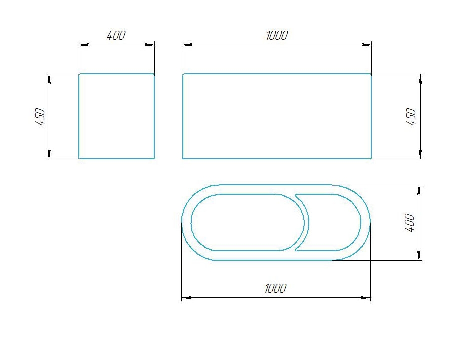 Чертёж размеров и формы кашпо