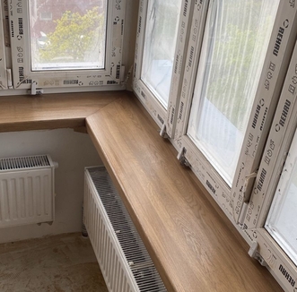 Изготовление угловых подоконников из дерева на заказ в Уфе от компании ЭкоМассивУфа