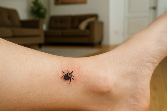 Клещ на ноге человека