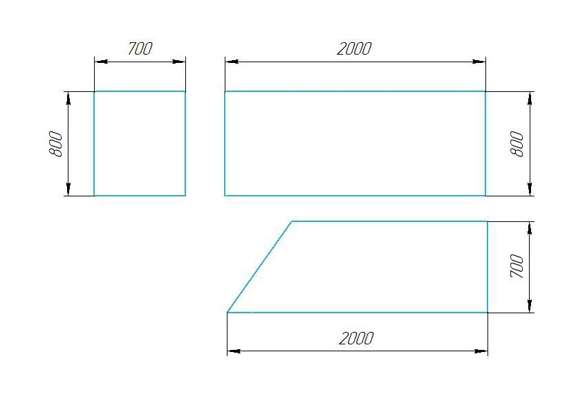 Чертёж размеров и формы скамейки