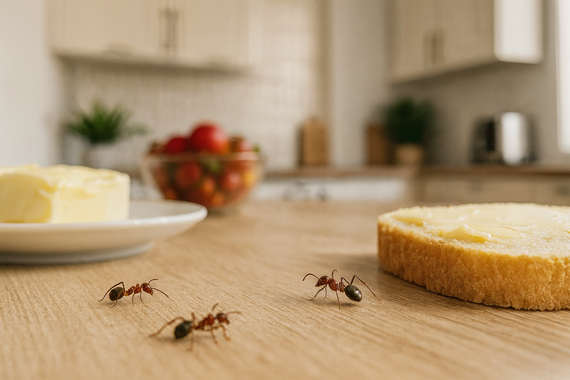 Муравьи на столе на кухне