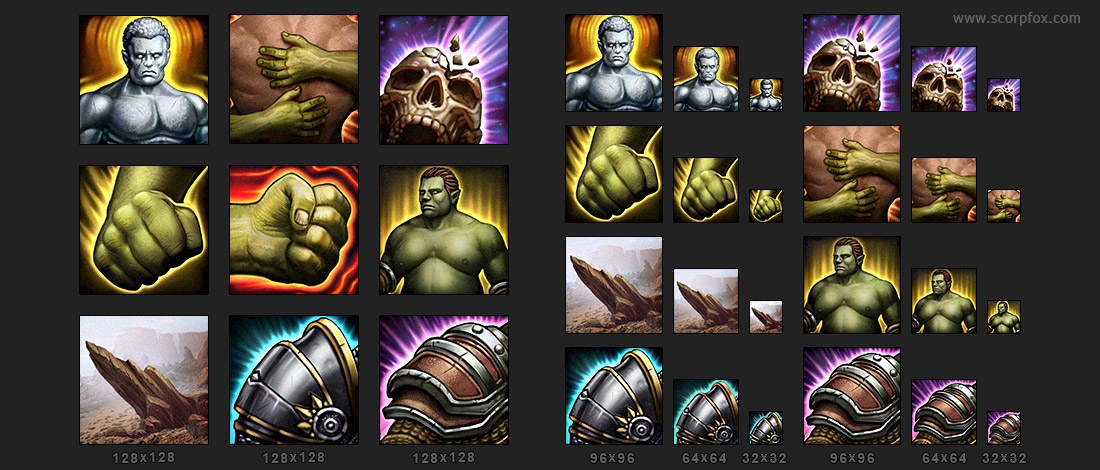 Иконки предметов и умений для игры