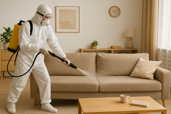 Дезинфекция дивана в гостиной