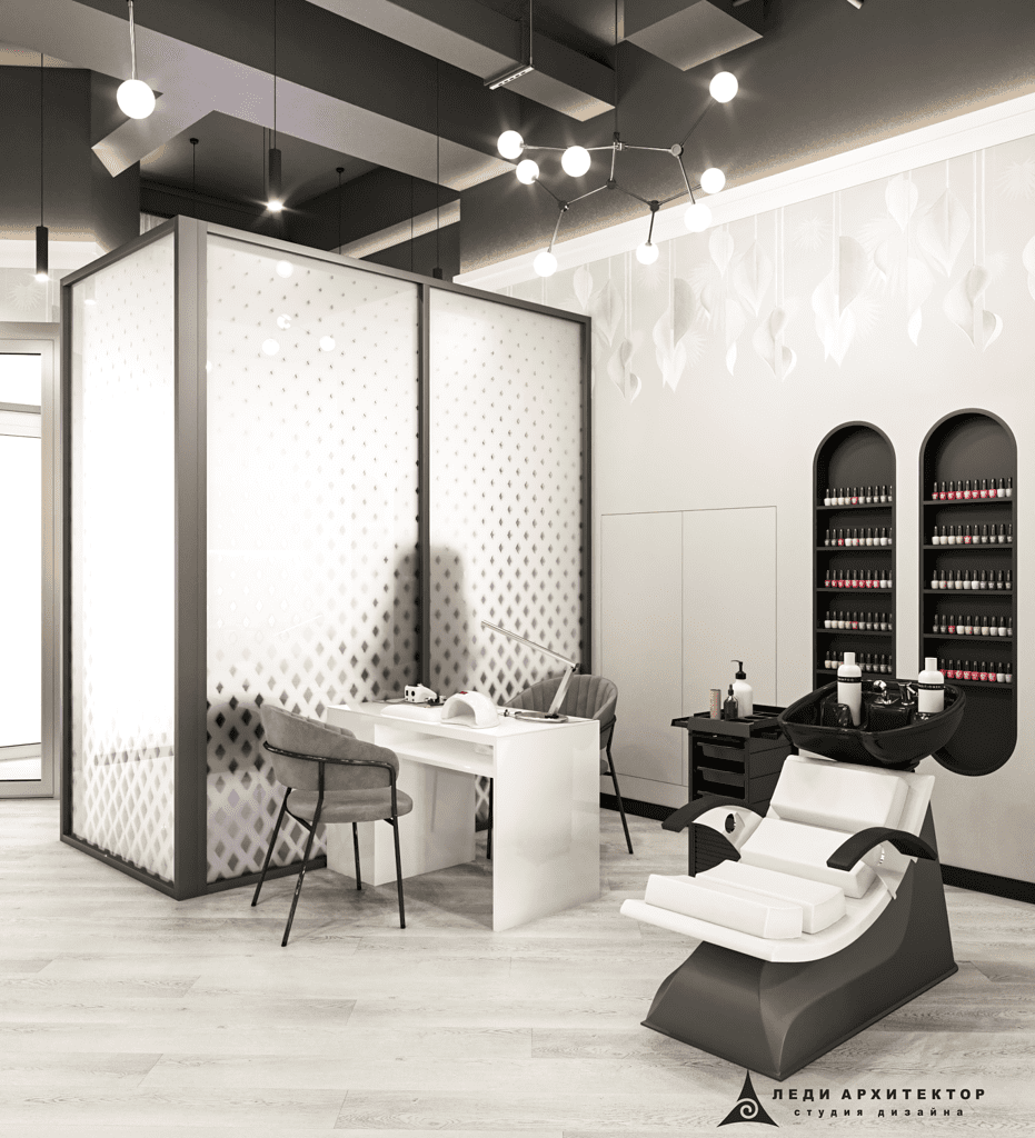 Дизайн зоны маникюра женского клуба Halva