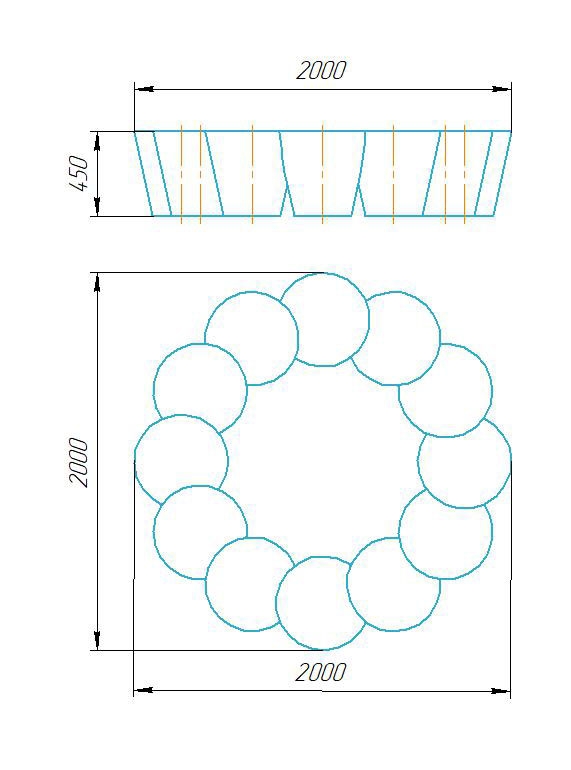 Чертёж размеров и формы кашпо