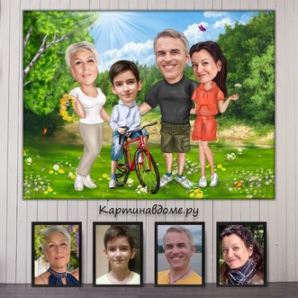 Забавный шарж-портрет пары на холсте, идея подарка на 10 годовщину