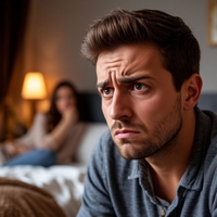 На фото изображен мужчина капается в своих мыслях с огорченным выражением лица