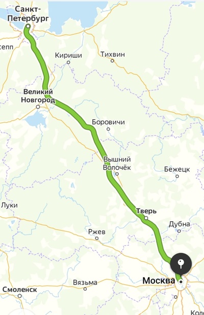 дорога из Санкт-Петербурга в Москву