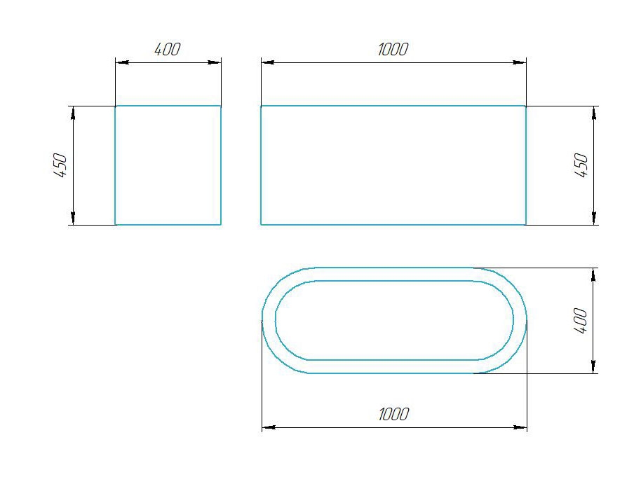 Чертёж размеров и формы кашпо