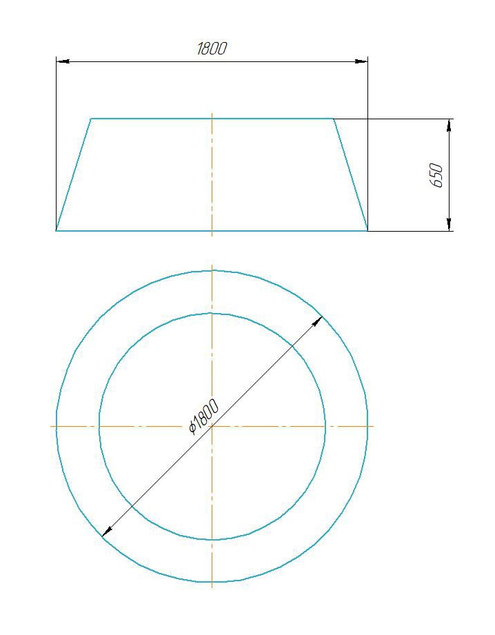 Чертёж размеров и формы кашпо
