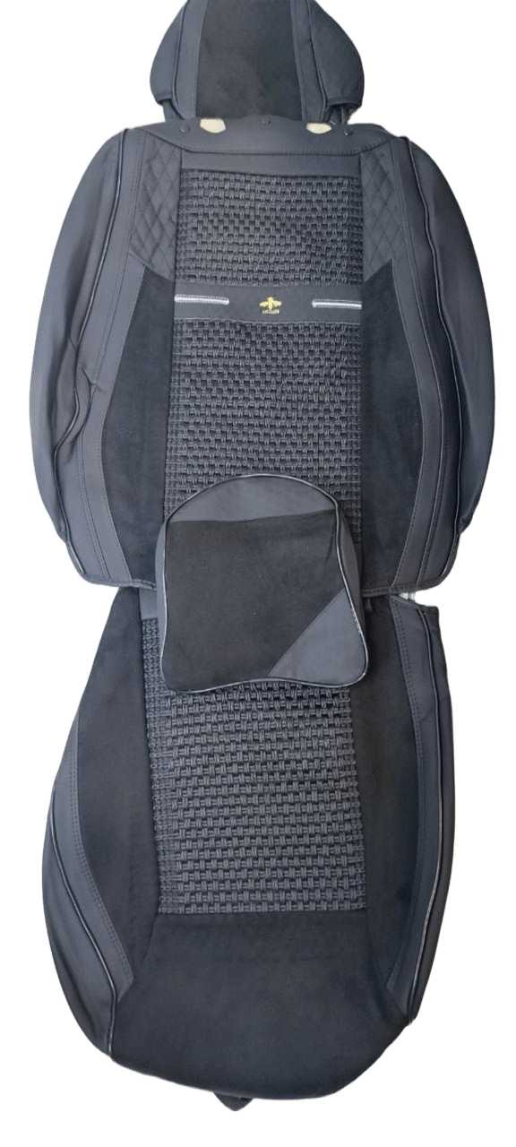 Чёрные каркасные авточехлы с тканым центром  