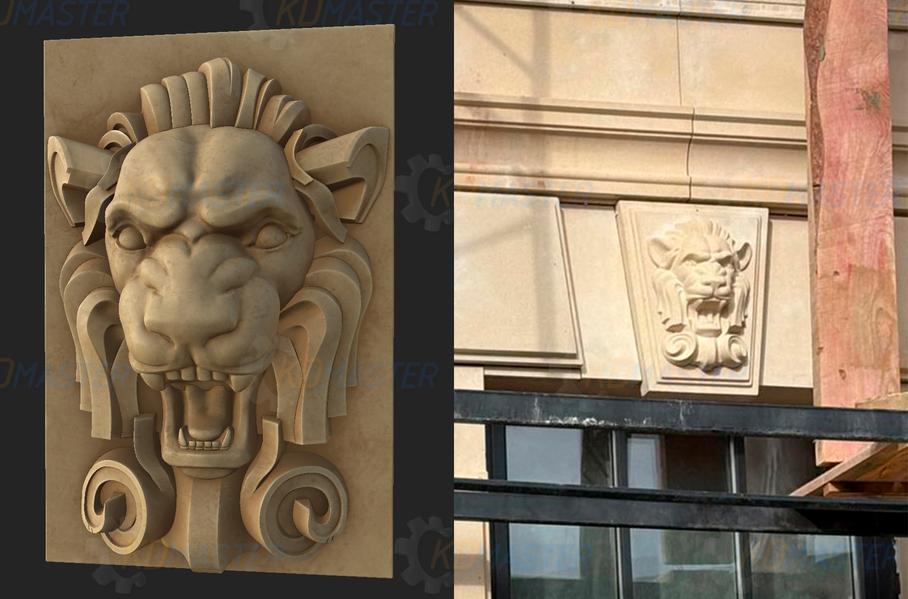 3d модель скульптуры «Маскарон» для фрезеровки и создания архитектурной формы