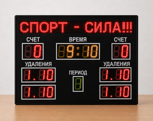 Светодиодное табло для хоккея 135х85_15х4_10х25S128х16