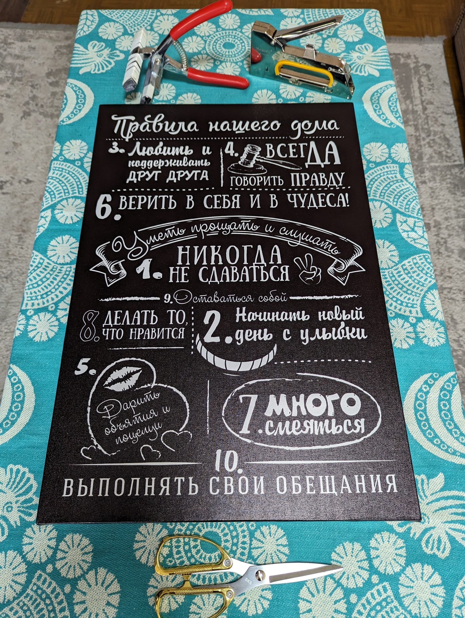 Правила нашего дома на холсте