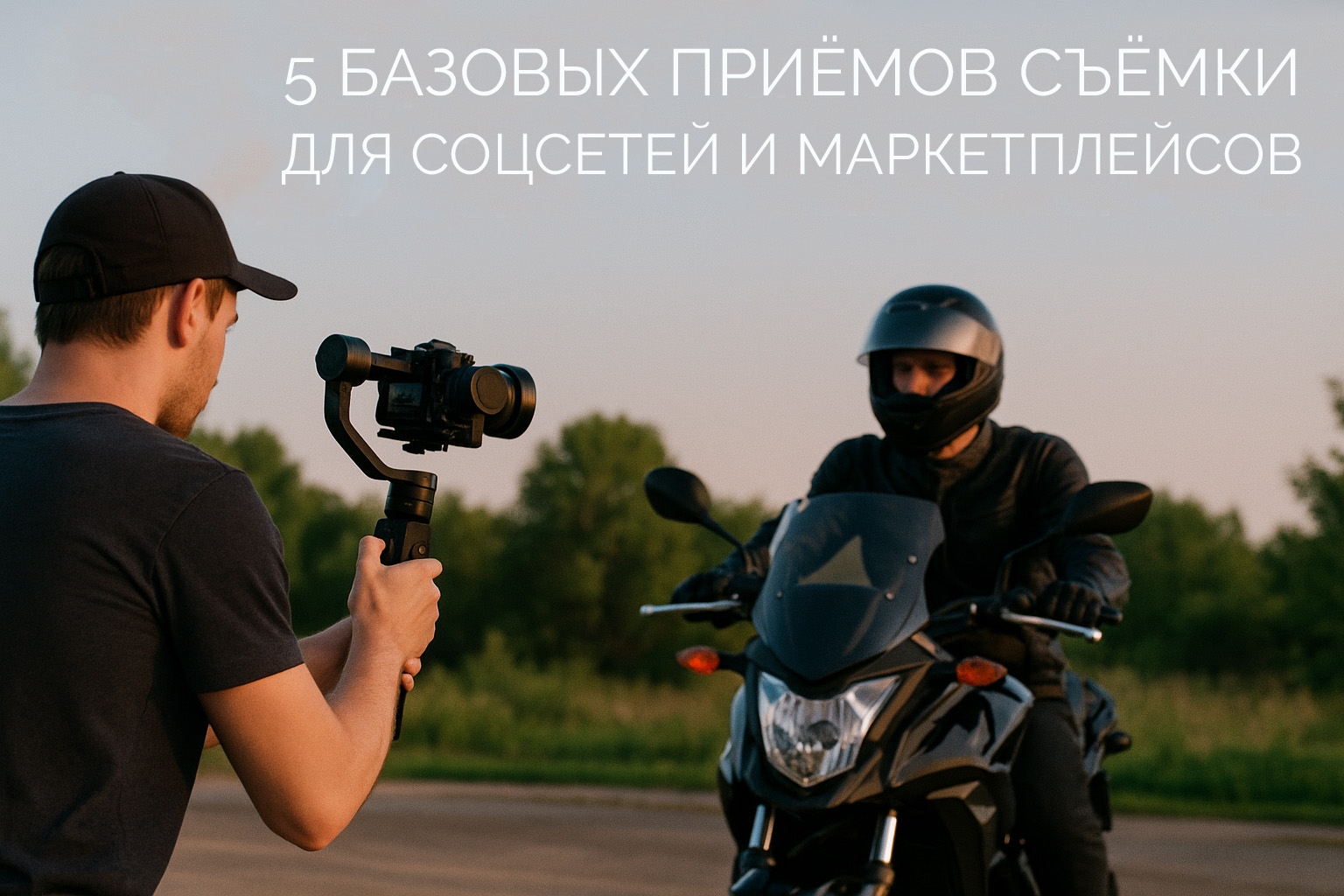Баннер статьи, раскрывающей 5 базовых операторских приёмов для съёмки для любителей и не профи