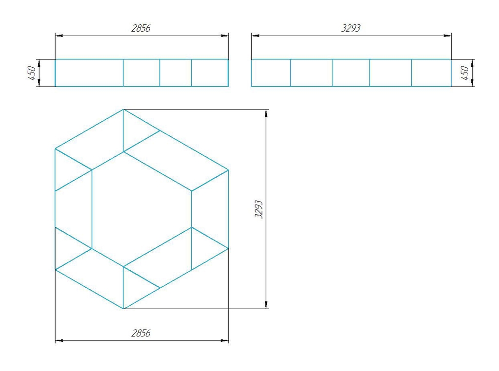 Чертёж размеров и формы кашпо