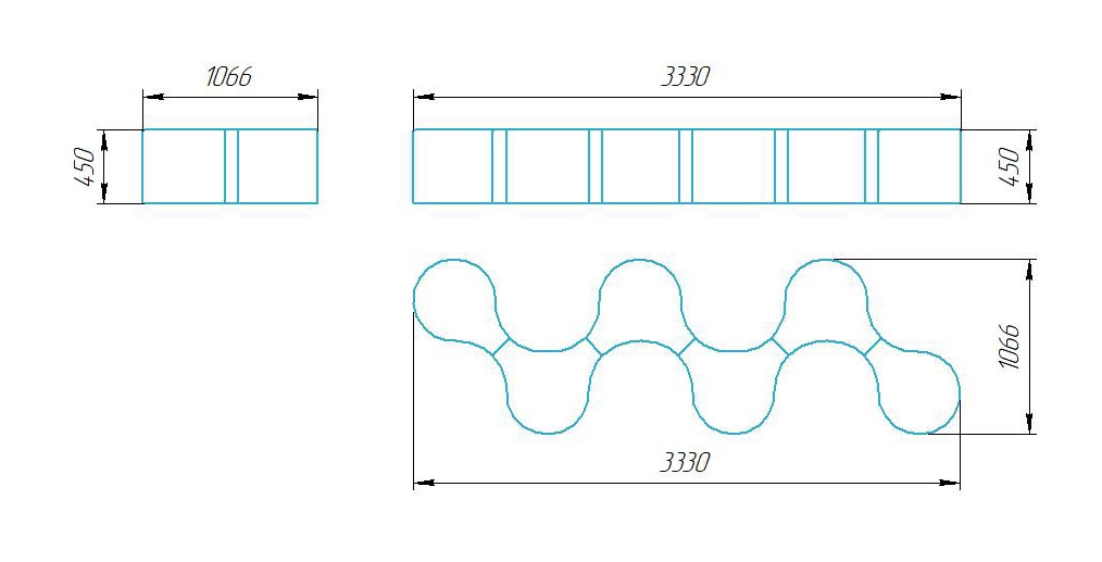 Чертёж размеров и формы кашпо