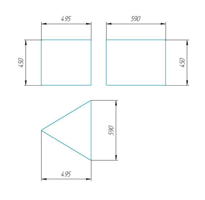 Чертёж размеров и формы скамейки
