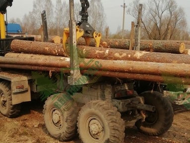 Погрузка леса кругляка на распиловку 