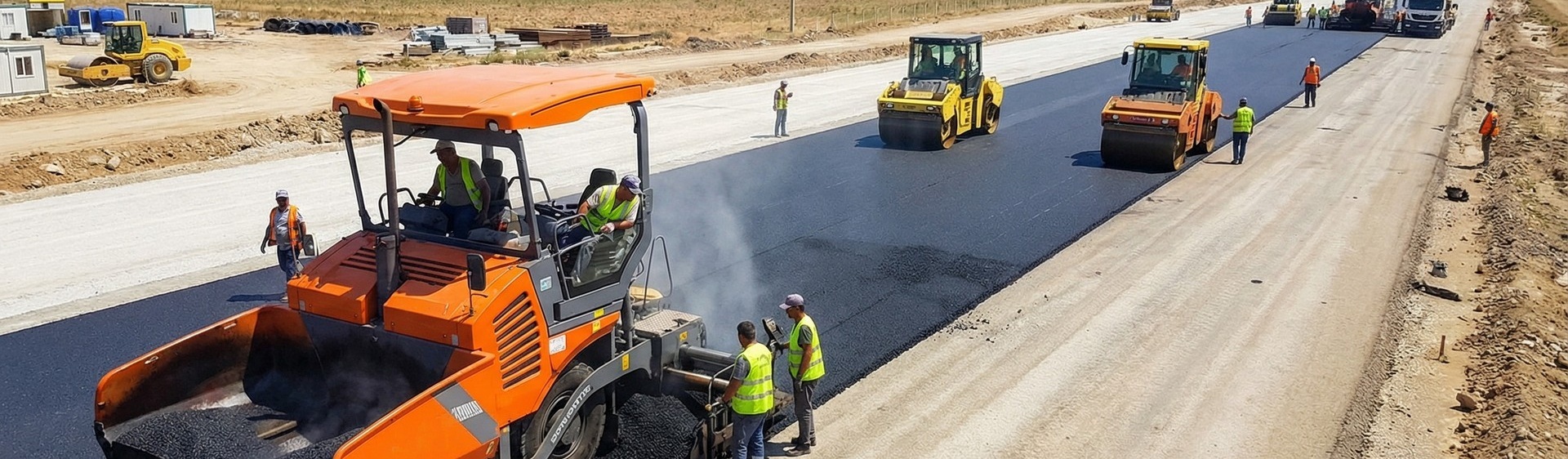 Укладка асфальтобетона асфальтоукладчиком
