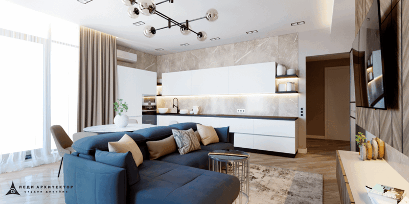 ЖК Вишневый Сад гостиная с кухней