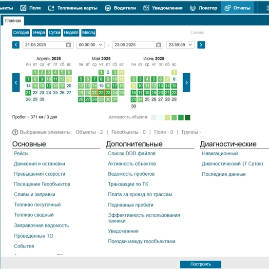 Отчёты по пробегу, топливу и маршрутам в ГЛОНАСС Софт