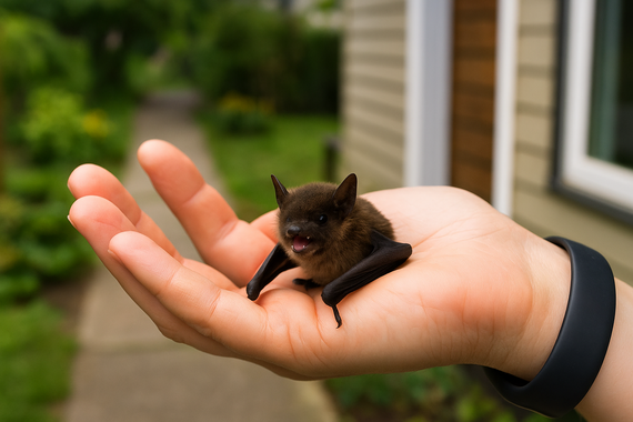 Летучая мышь в руке человека