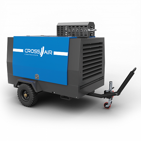 Компрессор дизельный стационарный Borey180-10FZD серо-синего цвета с доохладителем