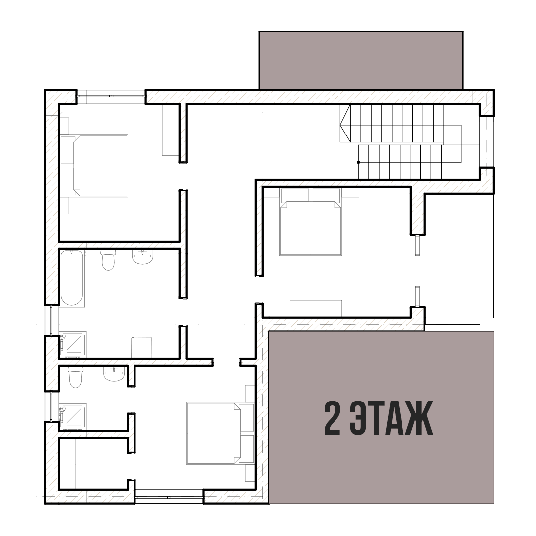 Визуализация большого дома с панорамным остеклением и кирпичной крышей
