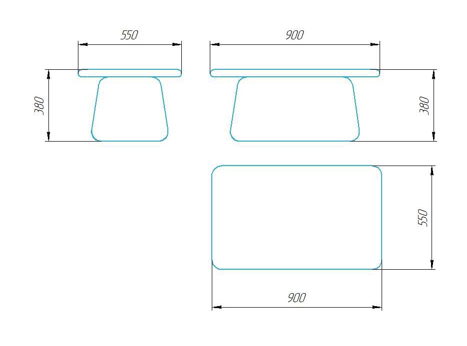 Чертёж размеров и формы стола